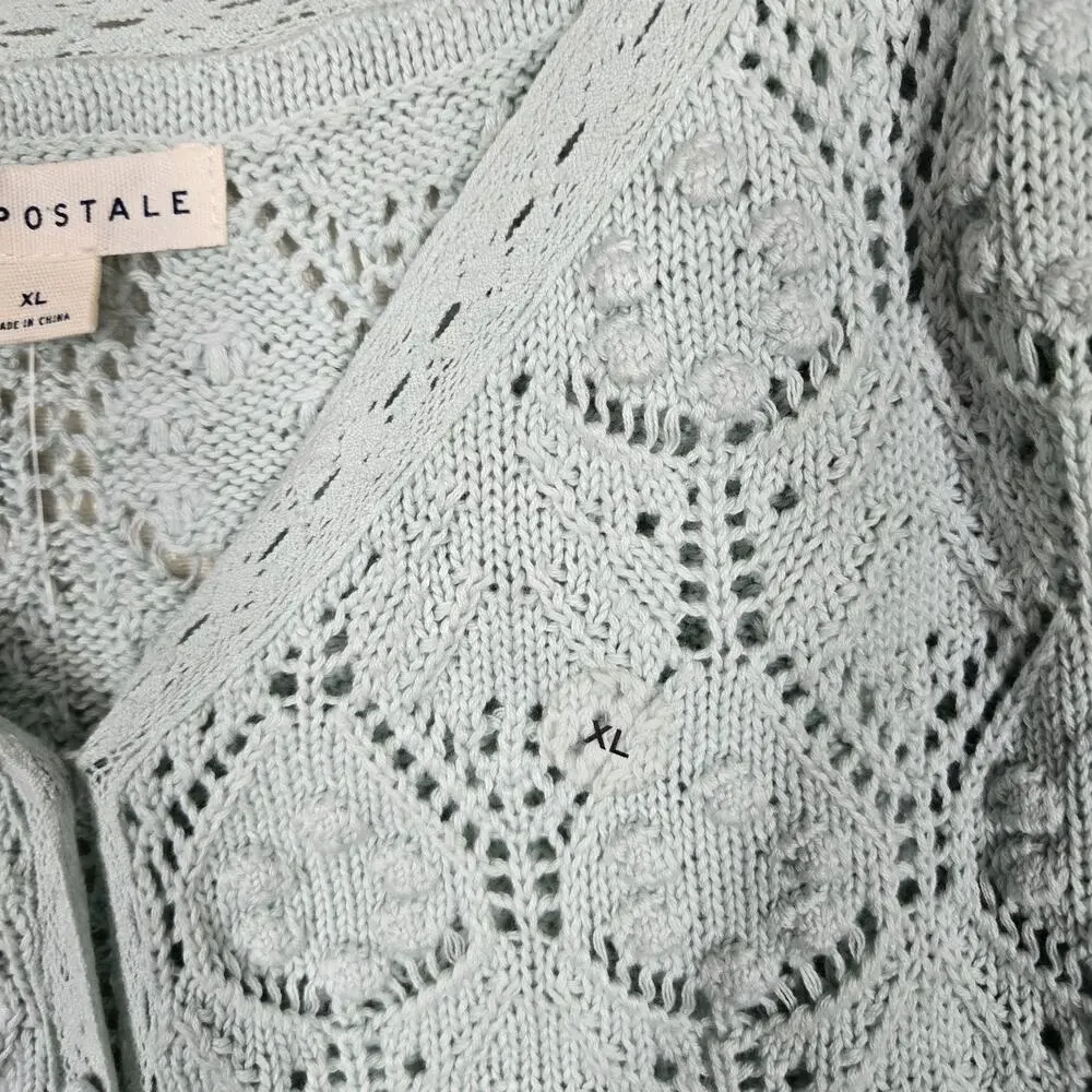 Aéropostale Crochet Tank XL Aqua Knit Cami Button Front Coquette Soft Girl - Picture 7 of 12
